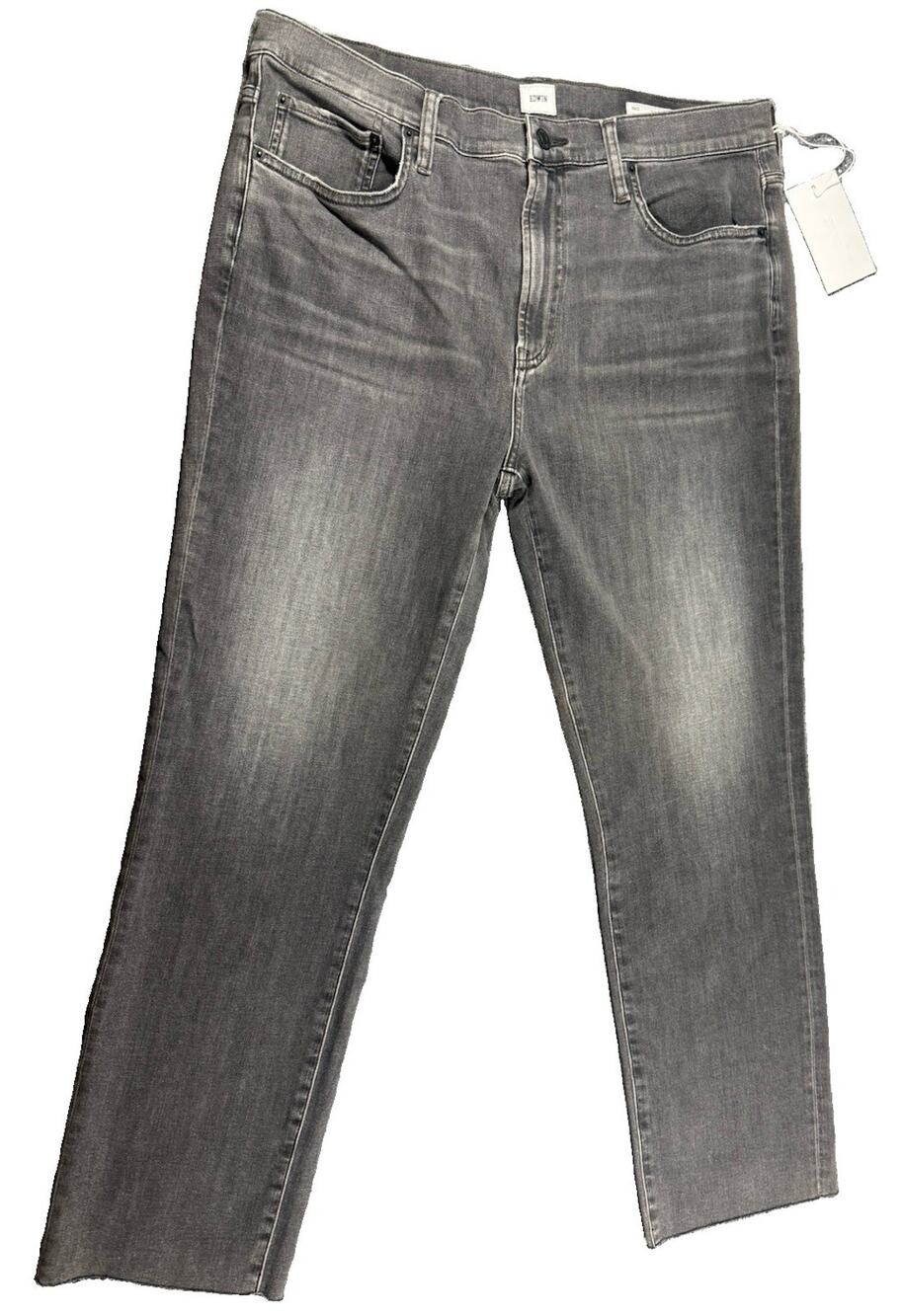 Edwin Bree Slim Straight Cropped Jeans Washed Black Size 33 NWT